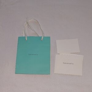 Tiffany & Co. Teal Bag with White Card And Envelope